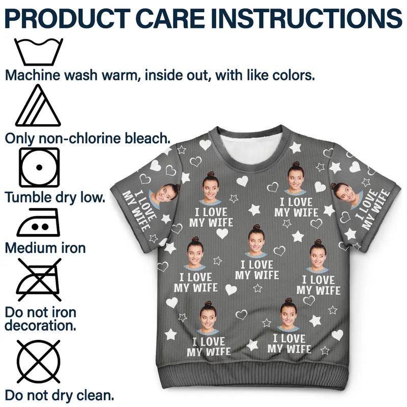 Gift For Couples - Custom Photo Christmas Funny I Love My Lover - Personalized Short Sleeve Sweater