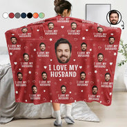 Gift For Couples, Gift For Husband, Gift For Wife - Custom Photo Funny I Love My Husband - Personalized Wearable Blanket