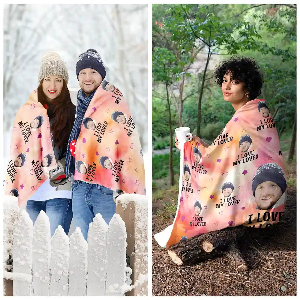 Gift For Couples, Gift For Husband, Gift For Wife - Custom Photo Funny I Love My Husband - Personalized Wearable Blanket