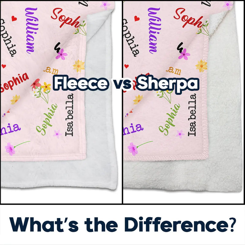 Gift For Grandma, Gift For Mother - Grandkid's Names Blessed To Be Called Grandma Nana - Personalized Wearable Blanket