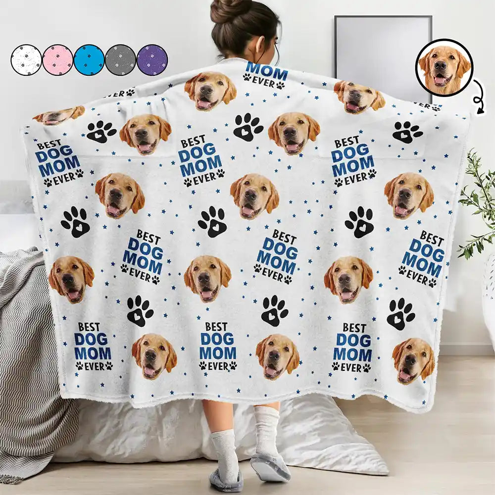 Custom Photo Best Dog Cat Mom Ever - Personalized Wearable Blanket