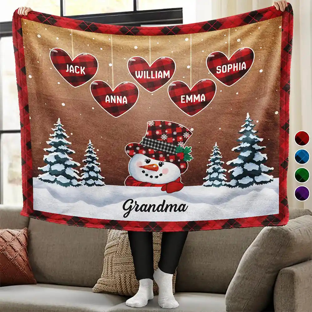 Gift For Grandma, Gift For Grandpa, Gift For Grandparents - Nana Papa Snowwoman Snowman Christmas Grandparents - Personalized Wearable Blanket