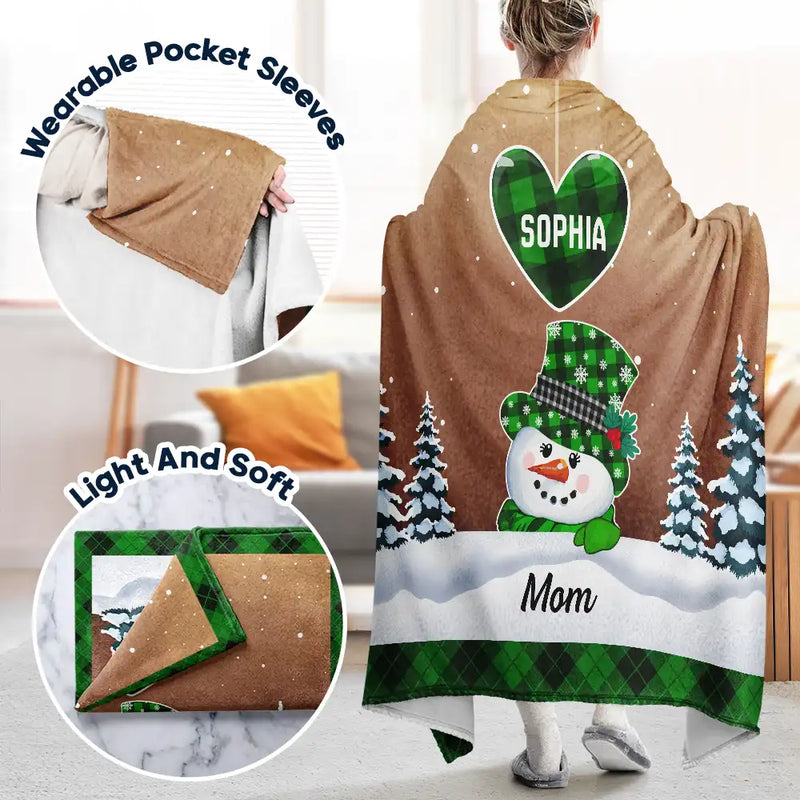 Gift For Grandma, Gift For Grandpa, Gift For Grandparents - Nana Papa Snowwoman Snowman Christmas Grandparents - Personalized Wearable Blanket
