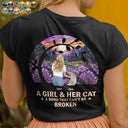 Dog Lovers, Cat Lovers, Pet Lovers, Dog Mom - Flower Field A Girl And Her Dog And Cat - Personalized T Shirt