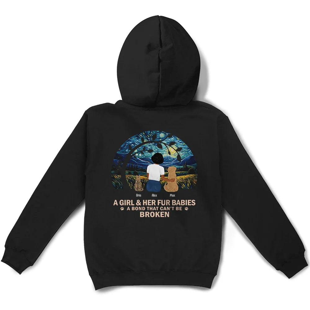 Dog Lovers, Cat Lovers, Pet Lovers, Dog Mom - Flower Field A Girl And Her Dog And Cat - Personalized T Shirt