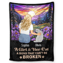 Dog Lovers,Cat Lovers,Pet Lovers,Dog Mom,Love - Flower Field A Girl And Her Dog And Cat - Personalized Fleece Blanket, Sherpa Blanket