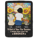 Dog Lovers,Cat Lovers,Pet Lovers,Dog Mom,Love - Flower Field A Girl And Her Dog And Cat - Personalized Fleece Blanket, Sherpa Blanket