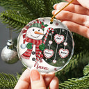 Gift For Grandma - Grandma's Sweetheart Snowman Candy Festive Vibe - Personalized Glass Ornament