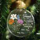 Gift For Bestie, Gift For Sisters - Birth Flower Sisters Are Different Flowers From The Same Garden - Personalized Circle Glass Ornament
