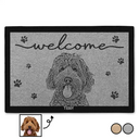 Pet Lovers, Cat Lovers, Dog Lovers - Custom Photo Welcome Pet Face Dog Cat Pencil Drawing - Personalized Doormat