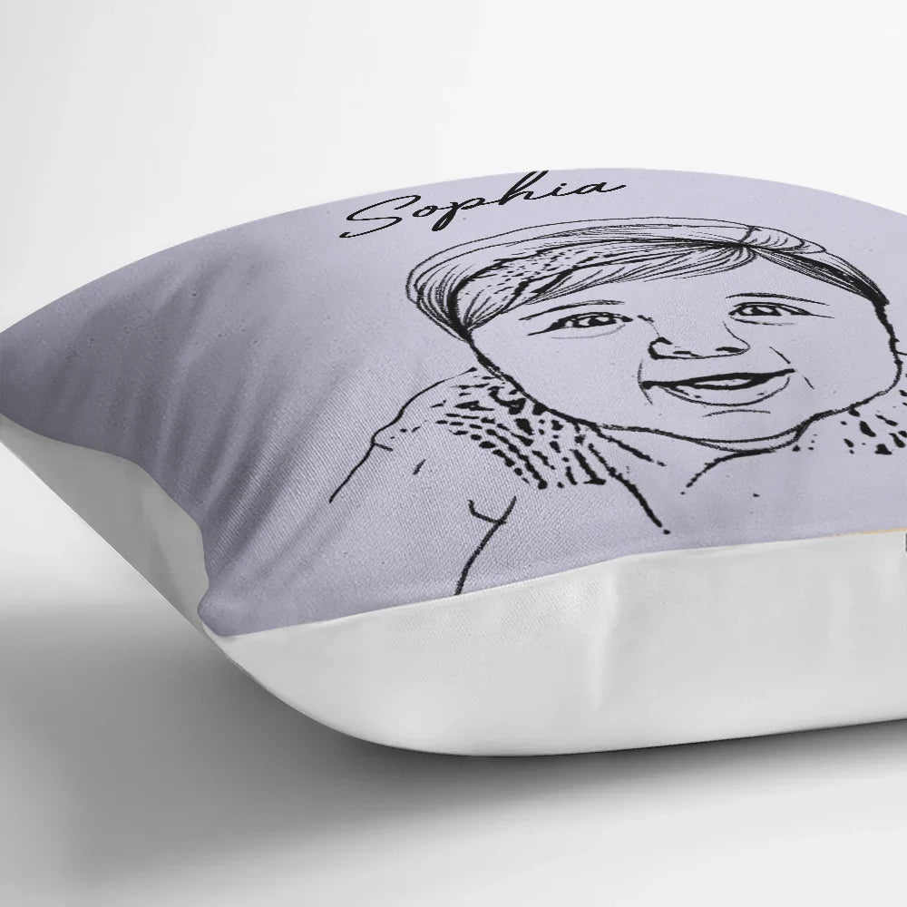 Custom Photo Pet Face Dog Cat Pencil Drawing - Personalized Pillow
