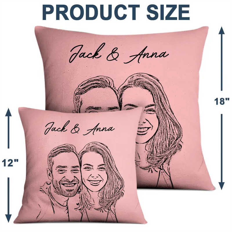 Pet Lovers,Cat Lovers,Dog Lovers,Happy - Custom Photo Pet Face Dog Cat Pencil Drawing - Personalized Pillow