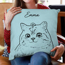 Pet Lovers,Cat Lovers,Dog Lovers,Happy - Custom Photo Pet Face Dog Cat Pencil Drawing - Personalized Pillow