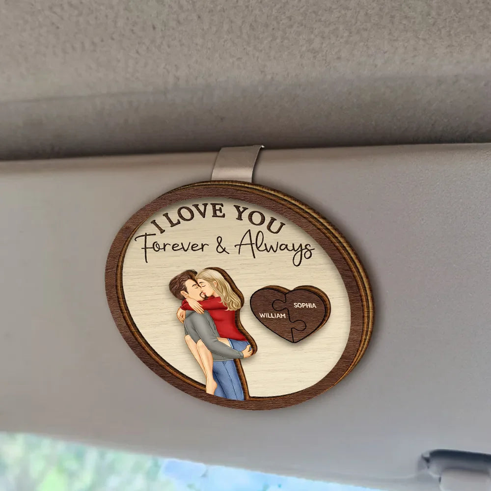 Drive Safe I Love You Kissing Couples - Personalized Custom Shaped Car Visor Clip