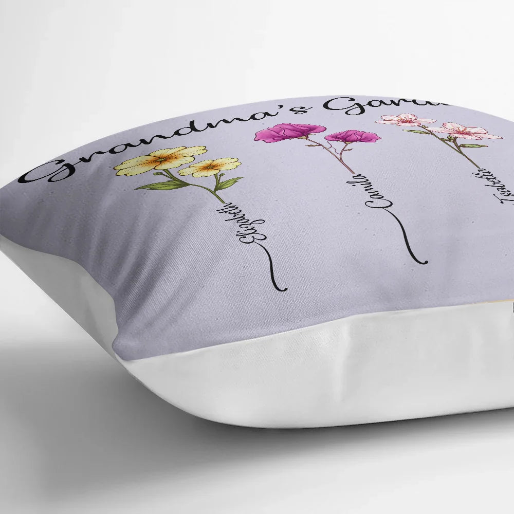 Gift For Grandma, Gift For Women, Gift For Mother - Grandma's Garden Birth Flower Bouquet - Personalized Pillow
