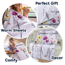 Gift For Grandma, Gift For Women, Gift For Mother - Grandma's Garden Birth Flower Bouquet - Personalized Fleece Blanket, Sherpa Blanket