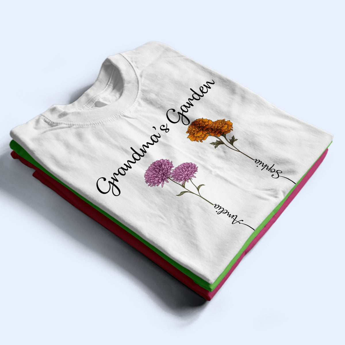 Happy,Gift For Grandma,Gift For Women,Gift For Mother - Grandma's Garden Birth Flower Bouquet - Personalized T Shirt
