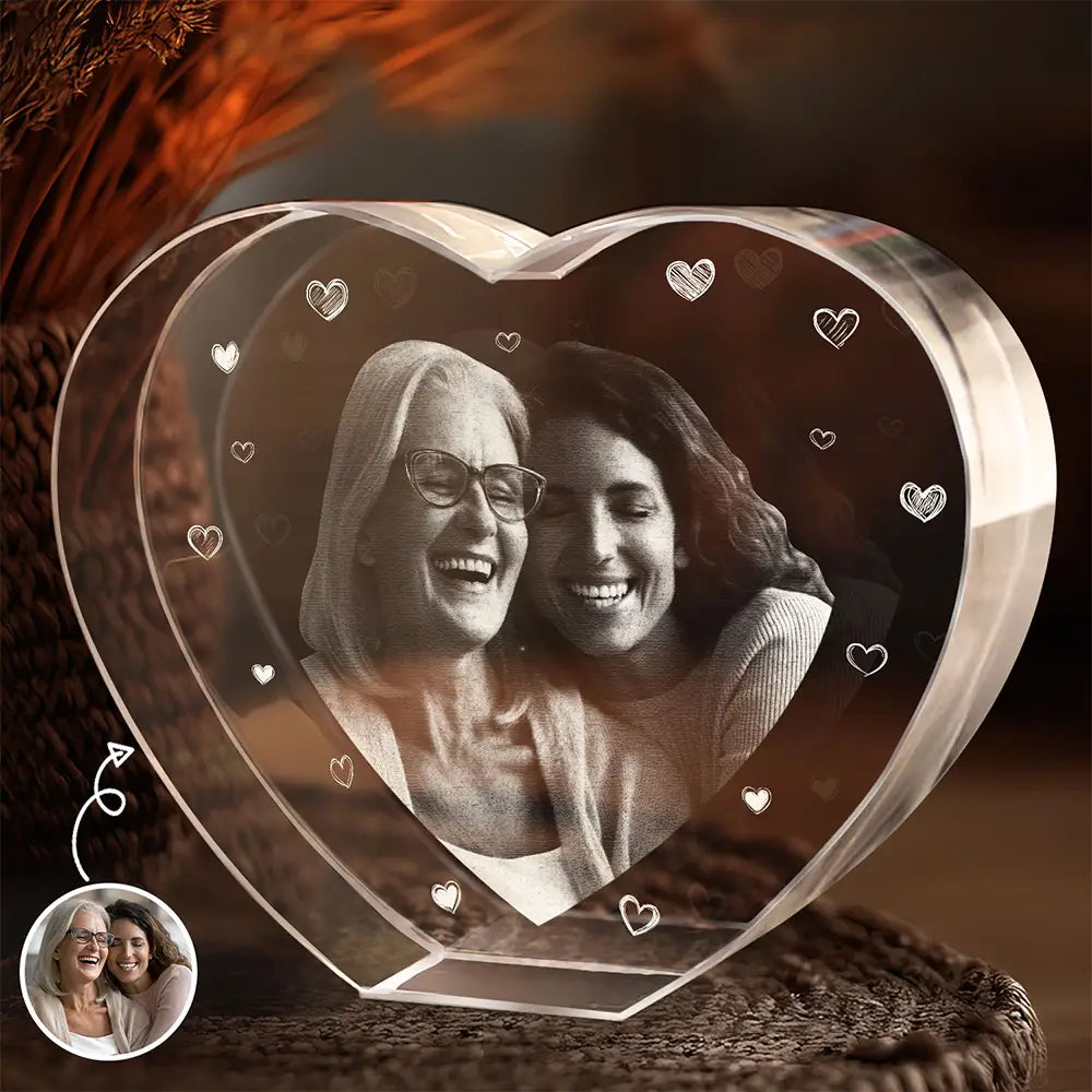 Gift For Mother - Custom Photo Mom You Are The Heart Of Our Family - Personalized Crystal Heart