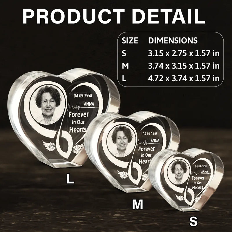 Memorial - Custom Photo Memorial I'm Always With You Forever In Heart - Personalized Crystal Heart