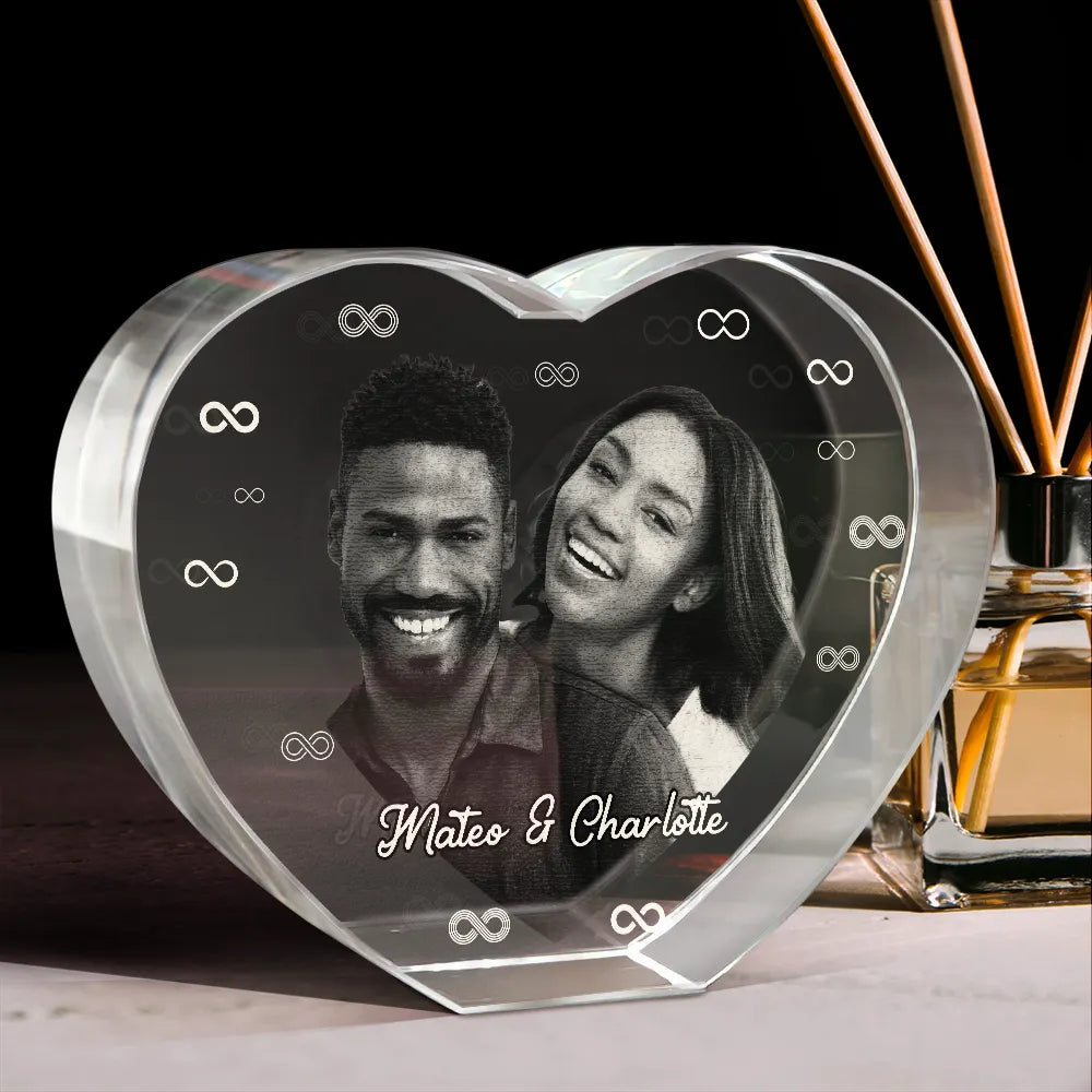 Gift For Couples - Custom Photo Loving Couple Family - Personalized Crystal Heart
