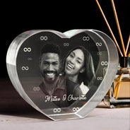 Gift For Couples - Custom Photo Loving Couple Family - Personalized Crystal Heart
