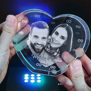 Gift For Couples - Custom Photo Loving Couple Family - Personalized Crystal Heart
