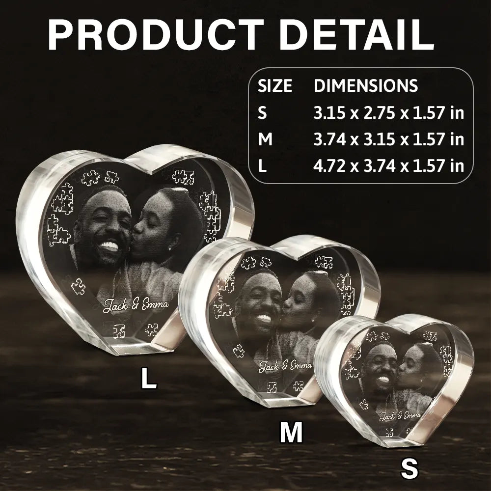 Gift For Couples - Custom Photo Loving Couple Family - Personalized Crystal Heart
