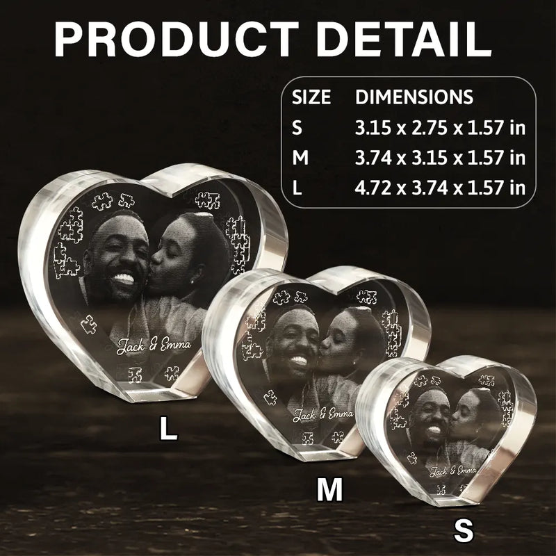 Gift For Couples - Custom Photo Loving Couple Family - Personalized Crystal Heart
