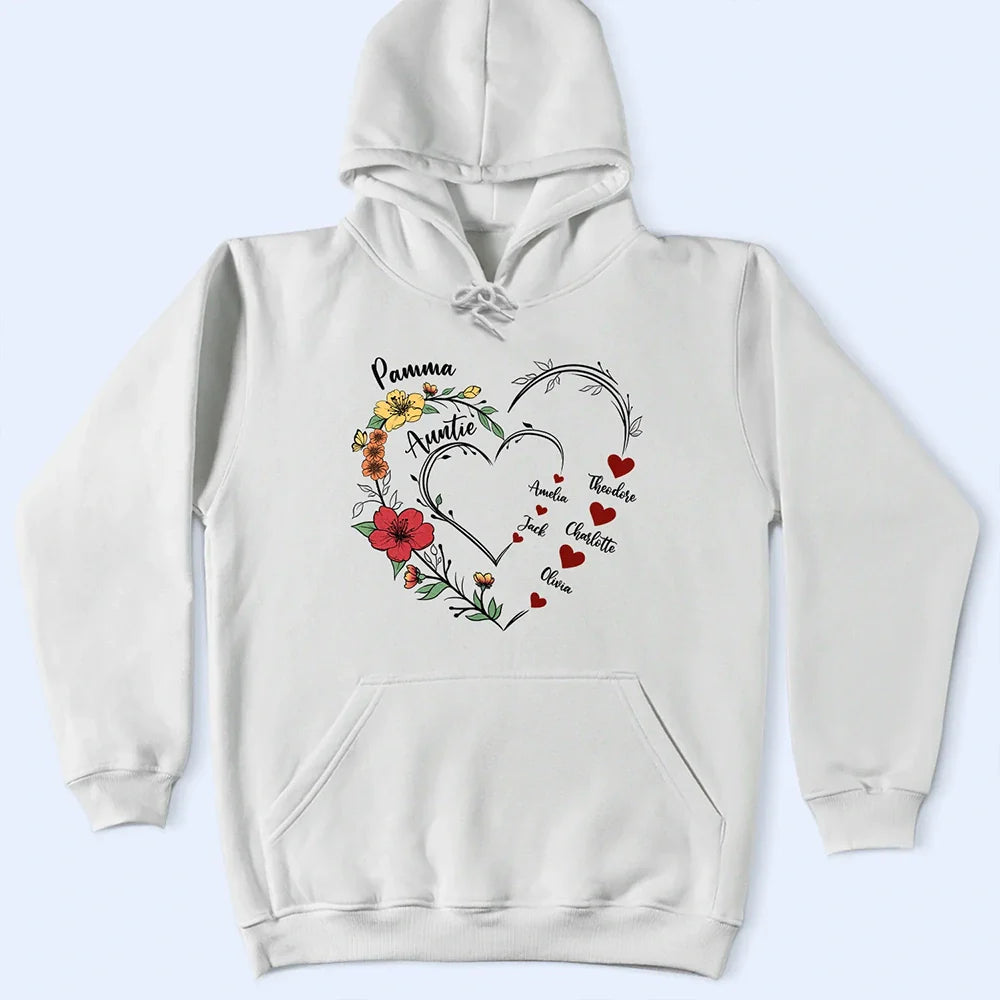 Gift For Grandma, Love, Gift For Mother - Mom's Grandma's Sweethearts Flower - Personalized T Shirt