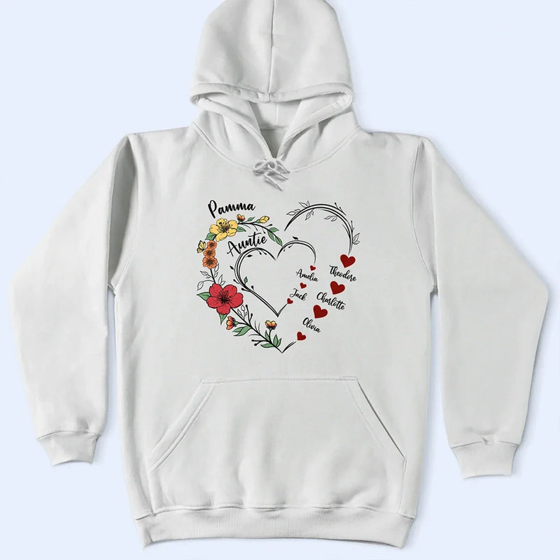 Gift For Grandma, Love, Gift For Mother - Mom's Grandma's Sweethearts Flower - Personalized T Shirt