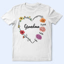 Gift For Grandma, Gift For Mother - Grandma Nana Mom Birth Flower - Personalized T Shirt
