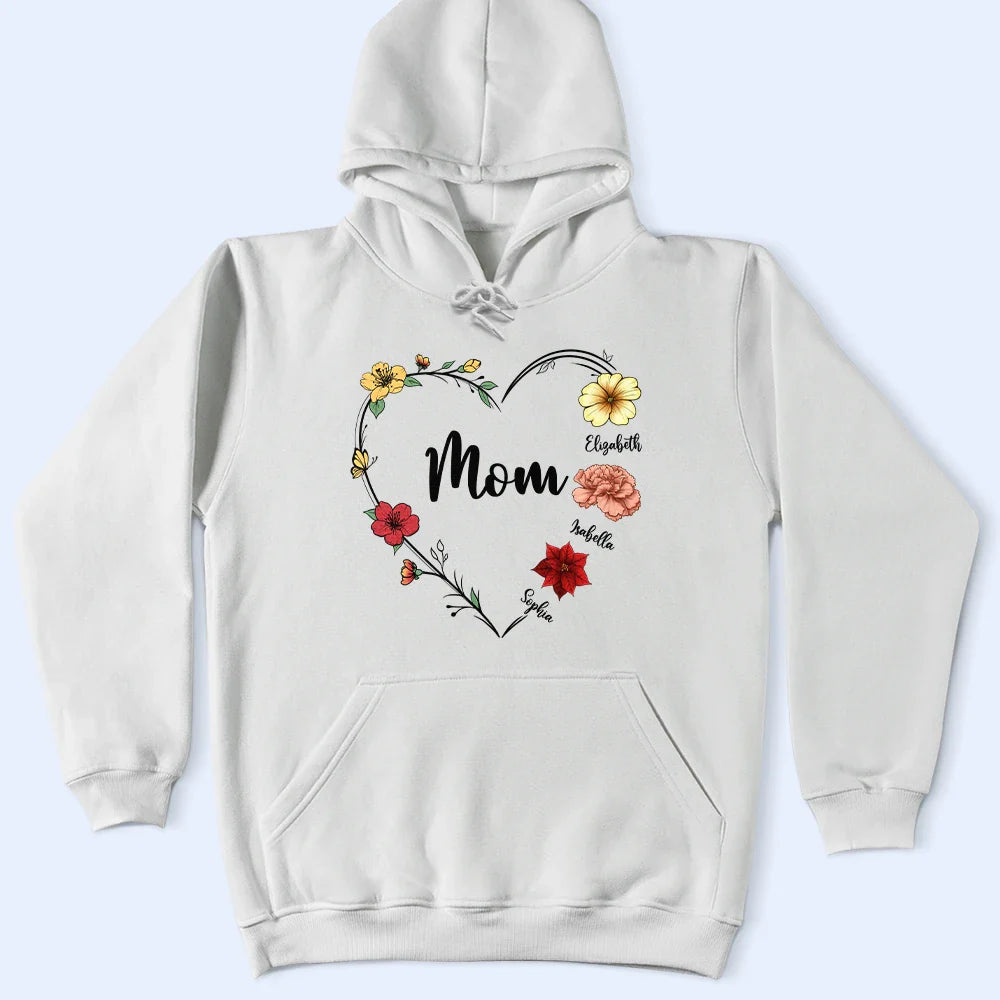 Gift For Grandma, Gift For Mother - Grandma Nana Mom Birth Flower - Personalized T Shirt
