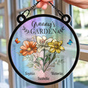 Gift For Grandma - Holography Grandma's Garden Birth Flower - Personalized Window Hanging Suncatcher Ornament

