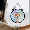 Gift For Grandma - Holography Grandma's Garden Birth Flower - Personalized Window Hanging Suncatcher Ornament

