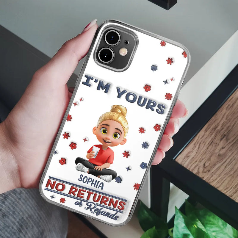 Funny,Parents,Gift For Grandparents,Gift For Mother,Gift For Father,Gift For Grandma,Gift For Grandpa - We're Yours No Returns Or Refunds Parents Grandparents - 3D Inflated Effect Printed, Personalized Clear Phone Case
