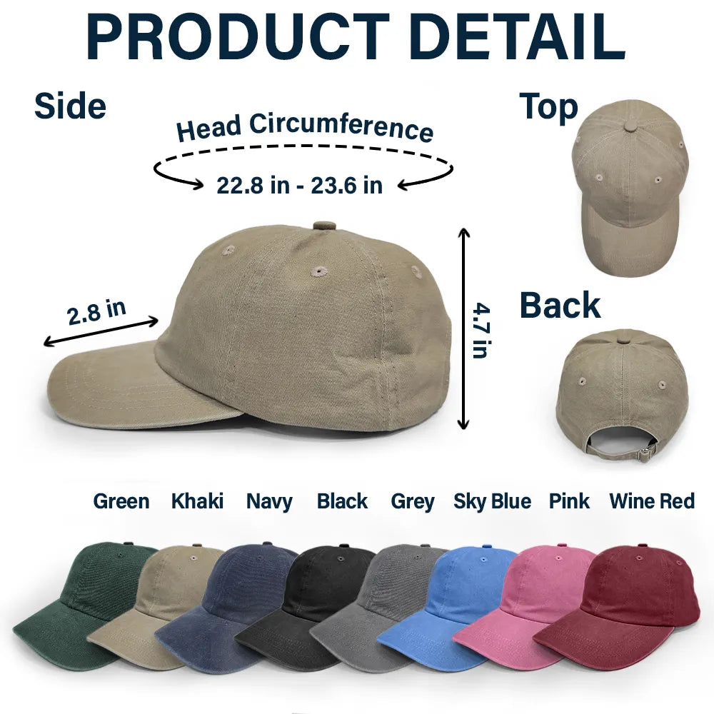Pontoon, Confident, Gift For Men, Gift For Yourself, Outdoor Decor, Icon - Captain First Mate Sailing Boat - Personalized Vintage Washed Denim Cap