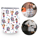 Gift For Mother,Gift For Grandma,Happy,Summer,Gift For Father,Gift For Grandpa,Independence Day,Non-Eng,Photo,Icon,Humorous - Custom Photo Stars & Stripes Best Dad Mom Grandpa Grandma Ever - Personalized Wine Tumbler