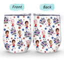 Gift For Mother,Gift For Grandma,Happy,Summer,Gift For Father,Gift For Grandpa,Independence Day,Non-Eng,Photo,Icon,Humorous - Custom Photo Stars & Stripes Best Dad Mom Grandpa Grandma Ever - Personalized Wine Tumbler