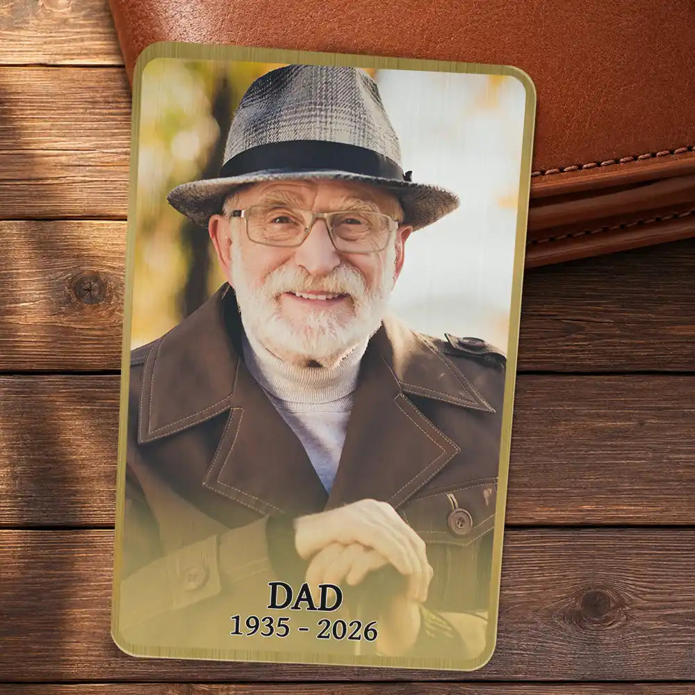 Gift For Father,Gift For Grandpa,Non-Eng,Photo,Healing - Custom Photo Memorial My Mind Still Talks To You - Personalized Aluminum Wallet Card