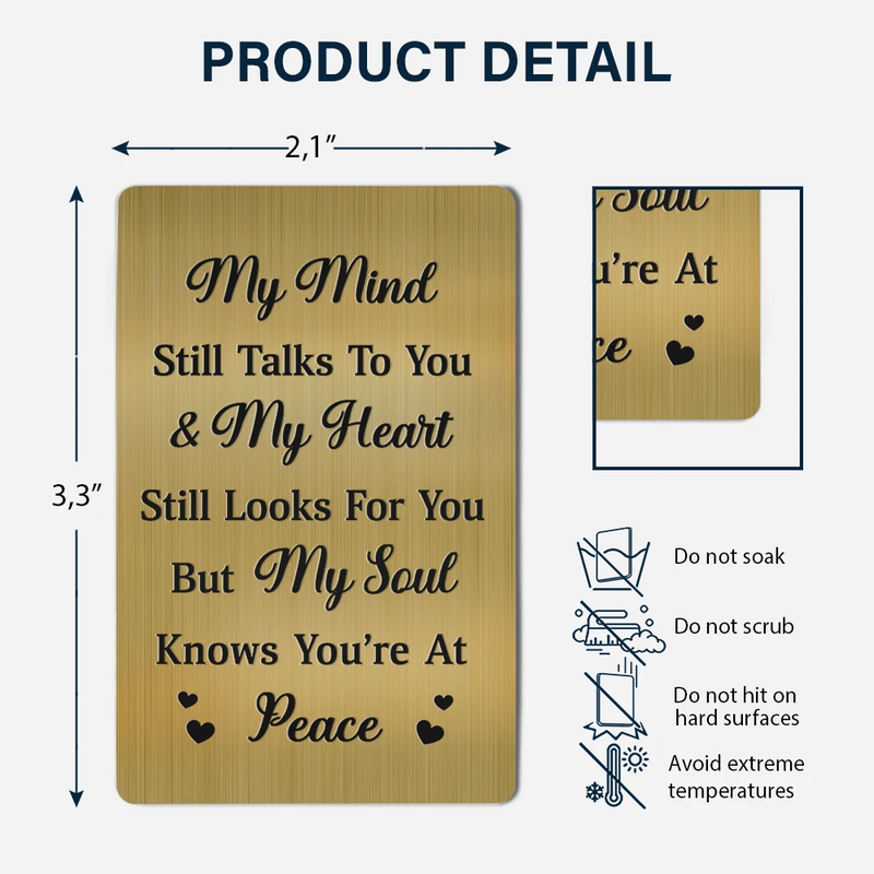 Gift For Father,Gift For Grandpa,Non-Eng,Photo,Healing - Custom Photo Memorial My Mind Still Talks To You - Personalized Aluminum Wallet Card