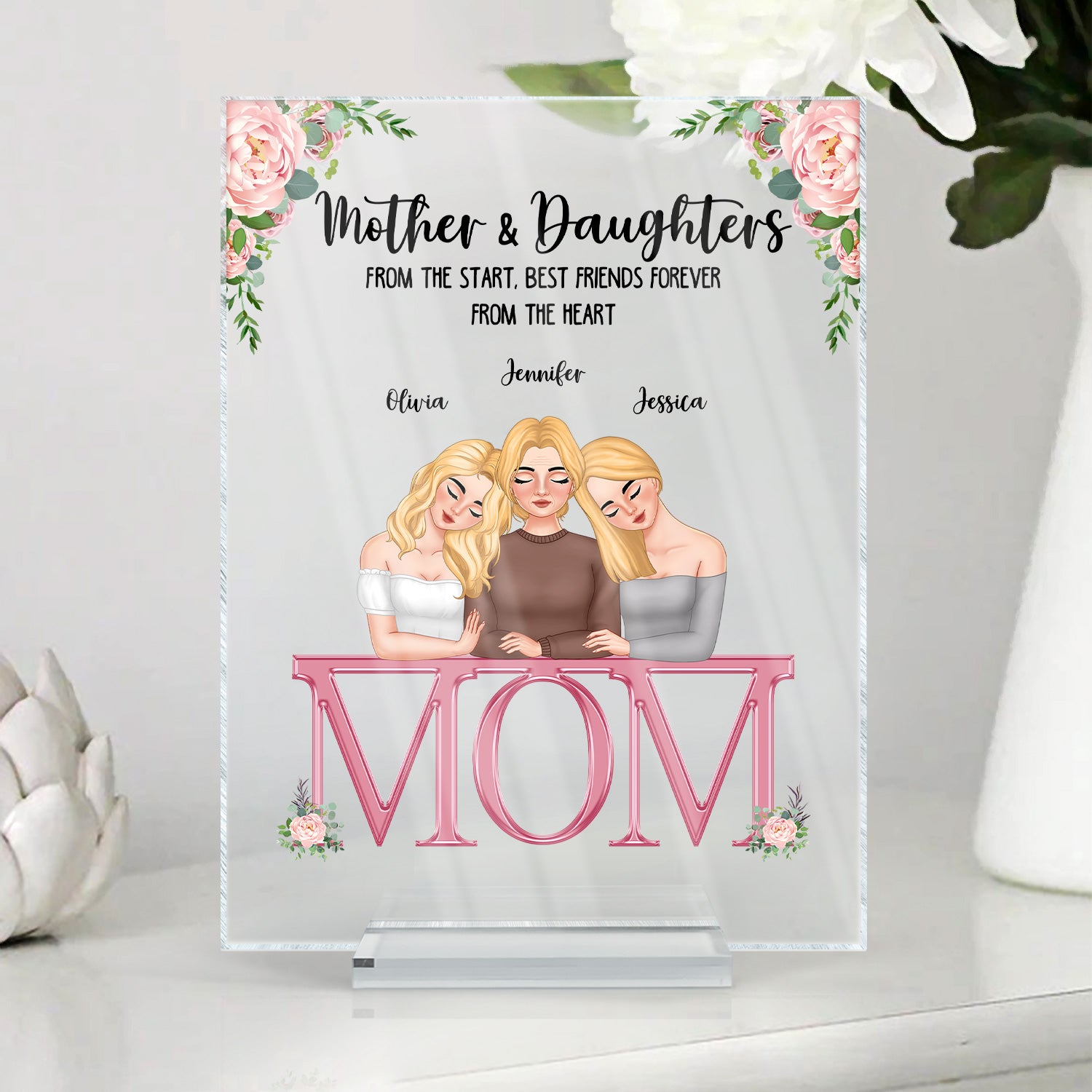 Mother And Daughter Best Friends Forever - Gift For Mom - Personalized Vertical Rectangle Acrylic Plaque