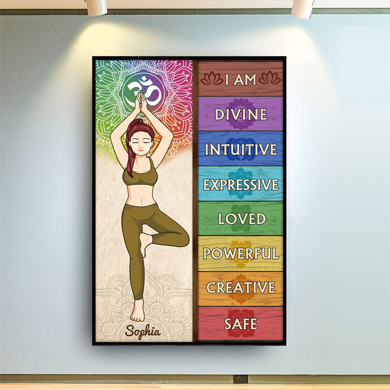Je suis divin, intuitif, expressif et aimé - Cadeau pour les amateurs de yoga - Affiche personnalisée