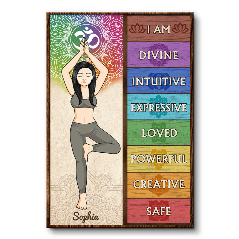 Je suis divin, intuitif, expressif et aimé - Cadeau pour les amateurs de yoga - Affiche personnalisée