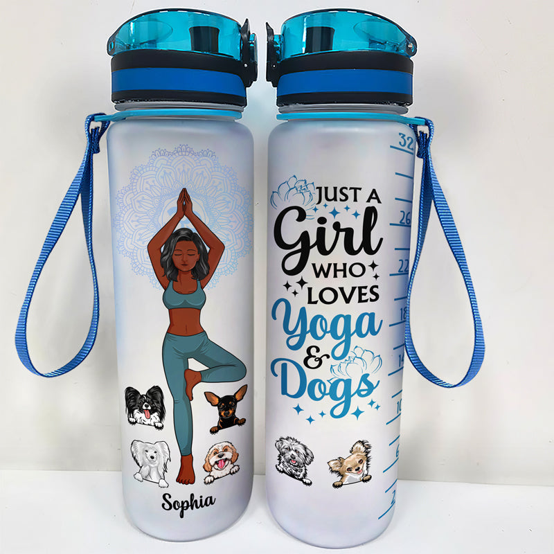 Facilement distrait par le yoga et les chiens - Cadeau pour les amoureux du yoga et des chiens - Bouteille d'eau personnalisée avec suivi