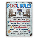 Wander Prints Family Gifts, Backyard Decor, Outdoor Decor, Housewarming Gifts, Patio, Garden, Pool, Bar & Grill, BBQ -	Pool Rules Swim At Your Own Risk, Pool Signs, Classic Metal Signs, Tin Signs