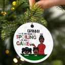 Grandma Is My Name Spoiling Is My Game - Christmas Gift For Family - Personalized Custom Circle Ceramic Ornament