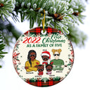 First Christmas As A Family Of Three - Gift For New Parents - Personalized Custom Circle Ceramic Ornament