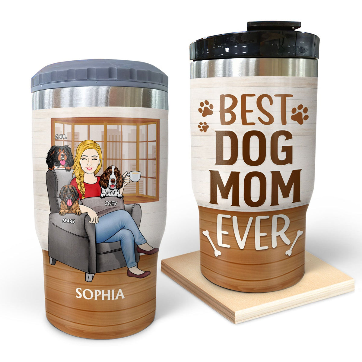 Thank You Best Dog Mom Ever - Mother Gift - Personalized Custom Triple 3 In 1 Can Cooler