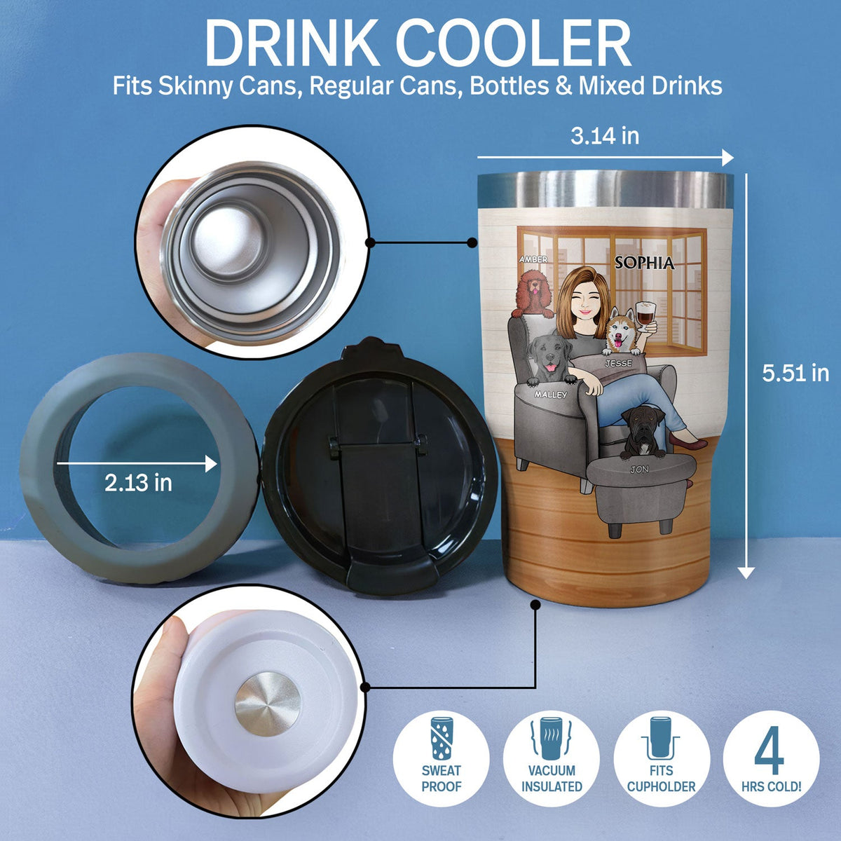 Thank You Best Dog Mom Ever - Mother Gift - Personalized Custom Triple 3 In 1 Can Cooler