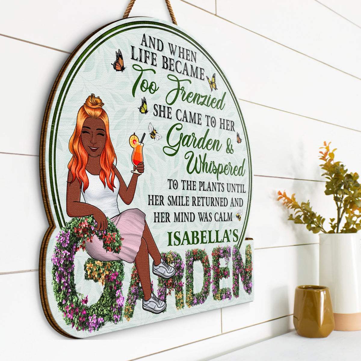 Beware A Crazy Plant Lady Lives Here - And Into The Garden I Go - Birthday, Housewarming Gift For Her, Him, Gardener, Outdoor Decor - Personalized Custom Shaped Wood Sign
